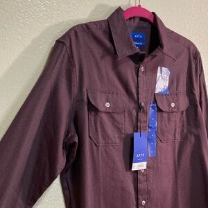 NWT Apt. 9 Seriously soft Men's Rich Plum Button Front Flannel Shirt sz M